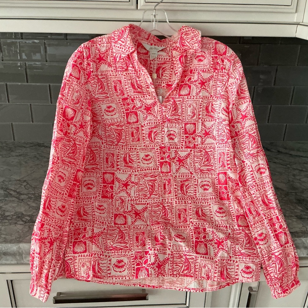 *SOLD*Lilly Pulitzer Jae Tunic in Mizner Red Seaside Harbor NWT Size XXS